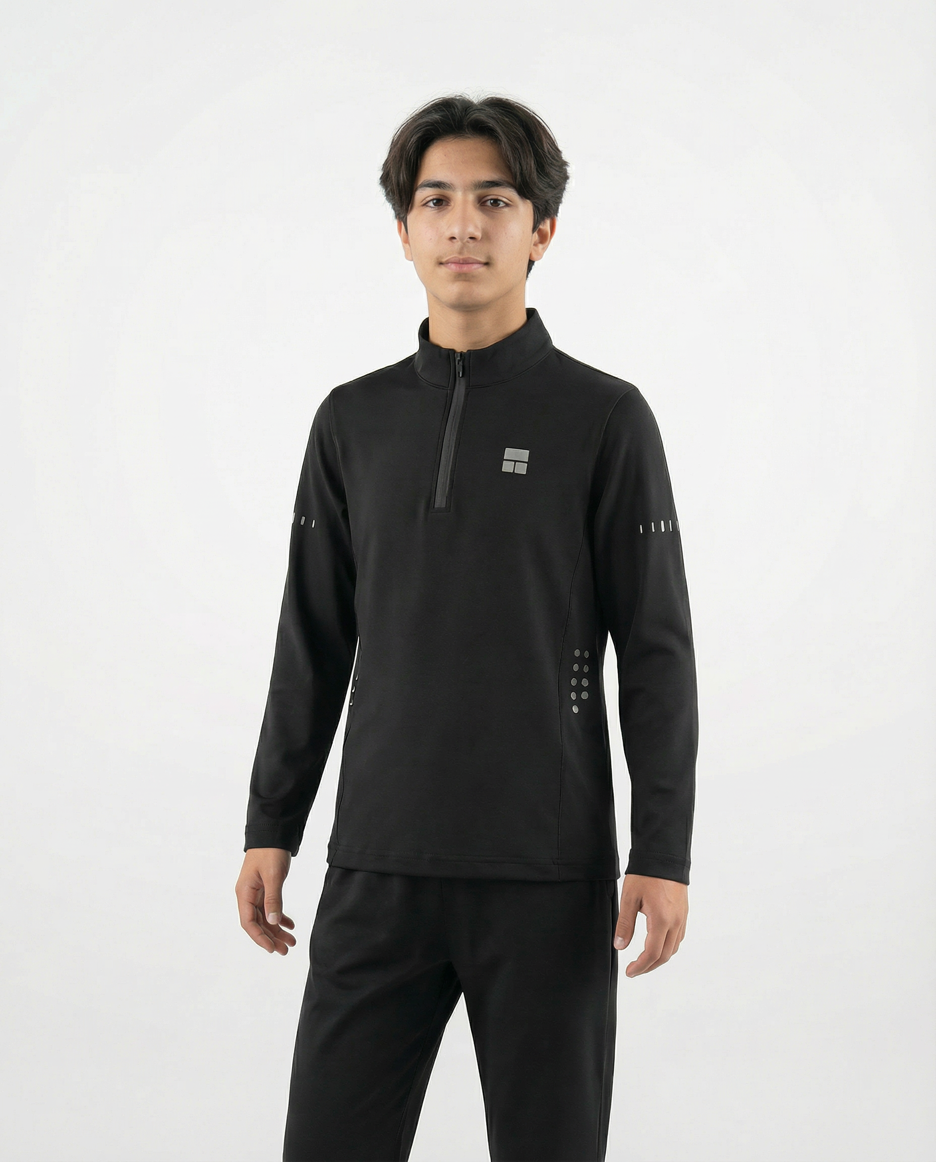 Courts black 1/4 jacket with black accents on a mannequin against a white background.