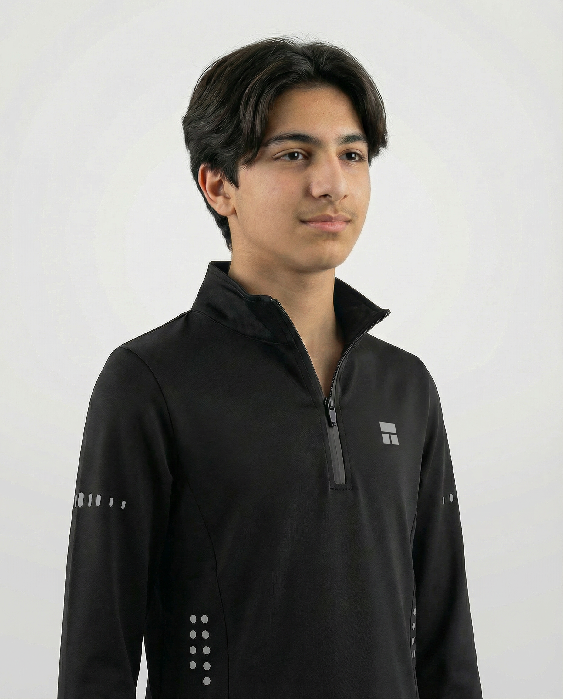 Courts black 1/4 jacket with black accents on a mannequin against a white background.
