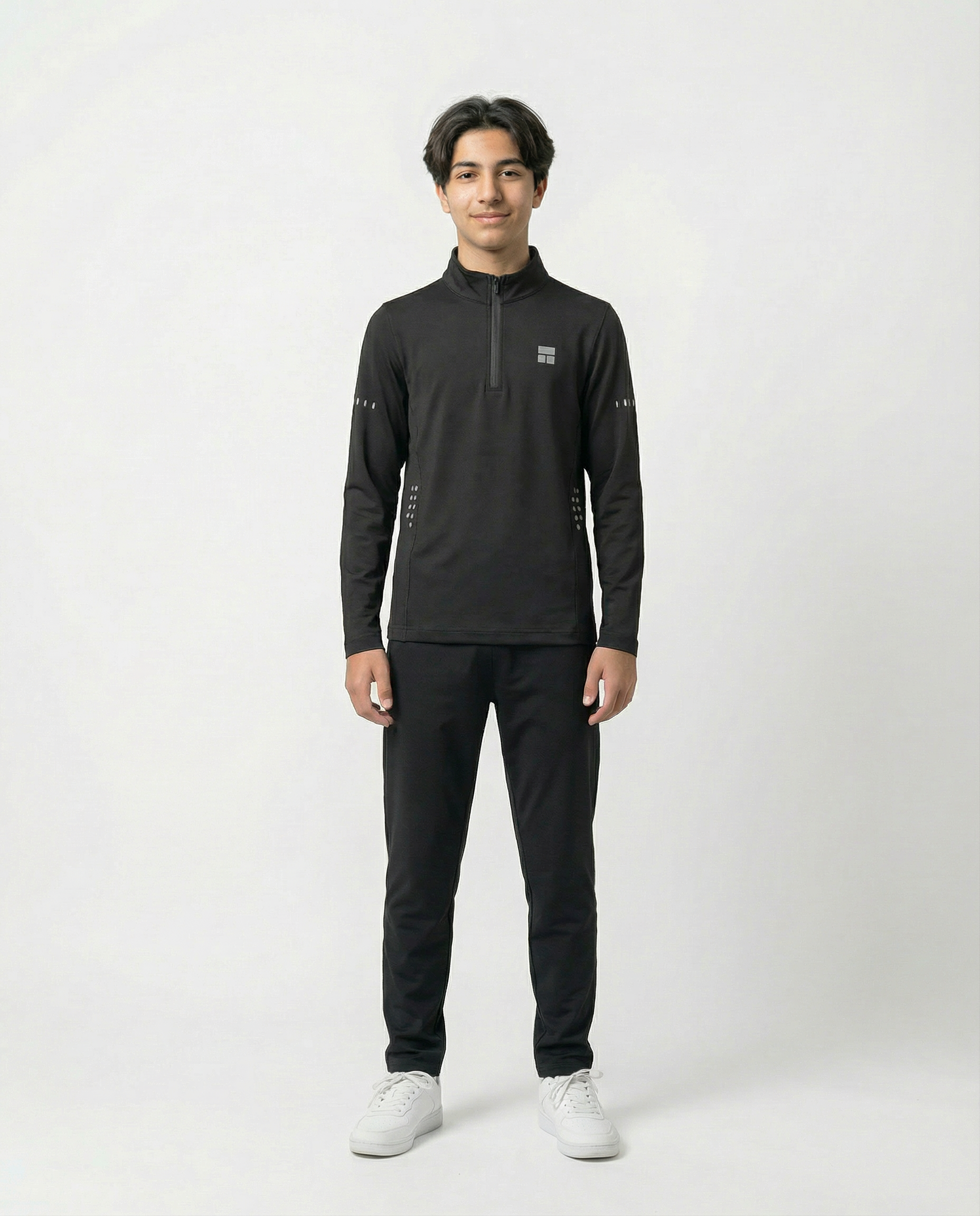 Courts black 1/4 jacket with black accents on a mannequin against a white background.