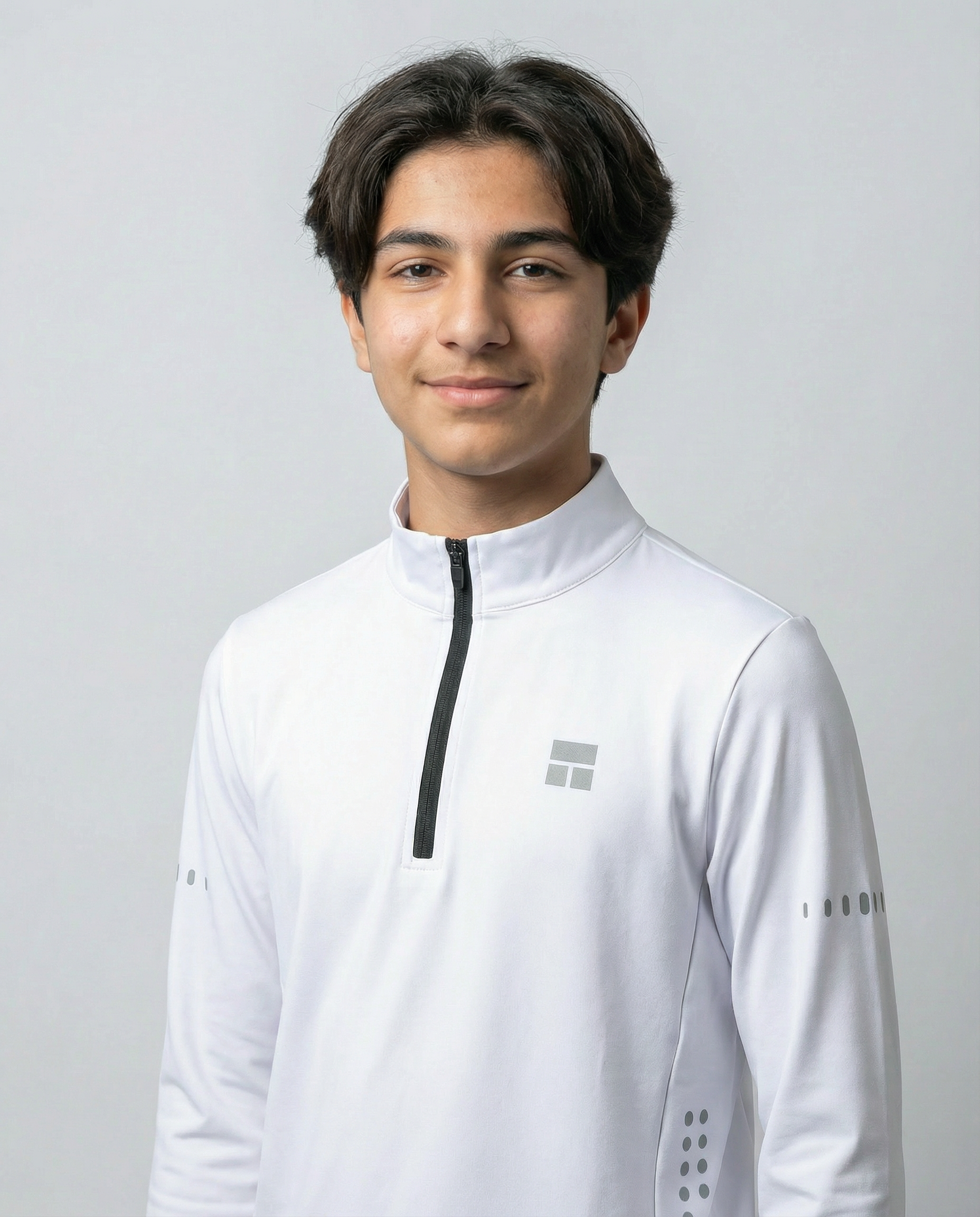 Courts white 1/4 jacket with black accents on a mannequin against a white background.